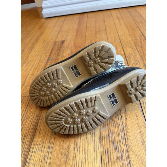 Women's Size 10 Sam Edelman Caldwell Natural Snake Print Leather Duck Boots - Picture 4 of 7